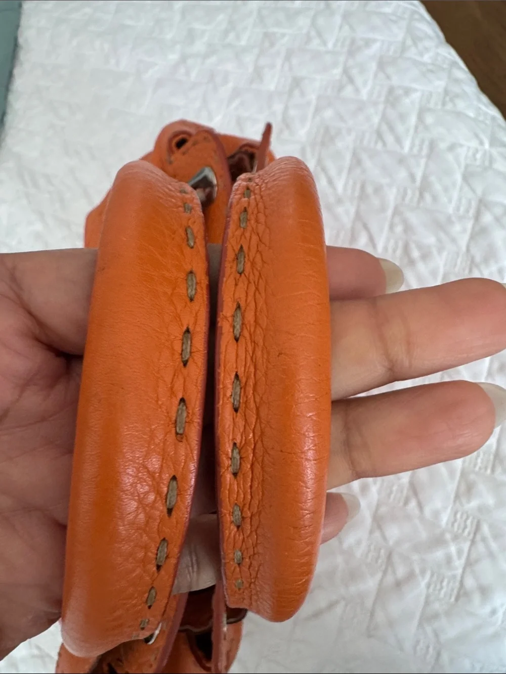 Fendi Orange Pebbled Leather Satchel